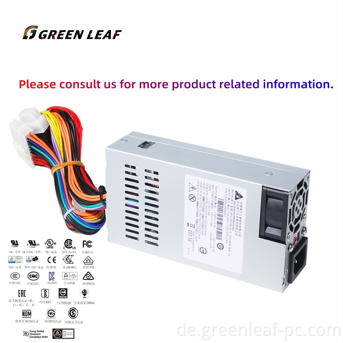 100% New 250W 1U Power Supply AC100-240V 24PIN